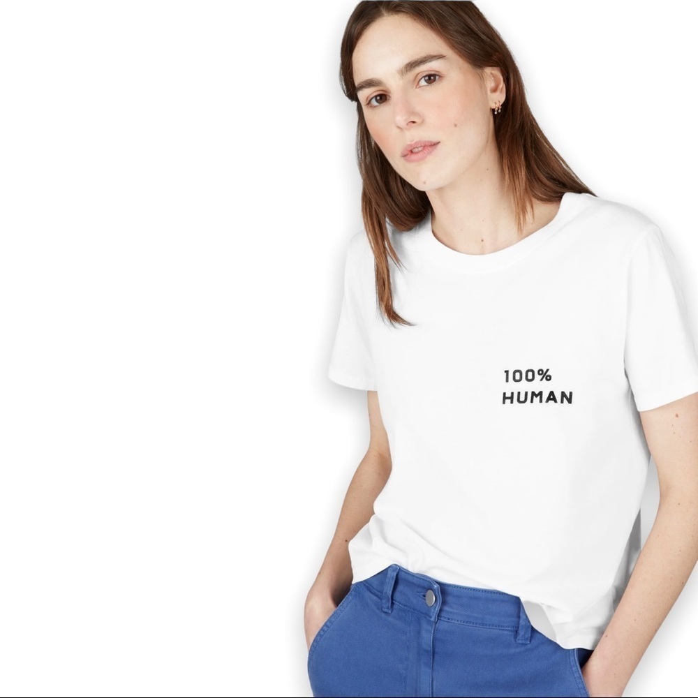 Everlane The 100% Human Box-Cut Tee White‎ Short Sleeve Shirt NWOT Women's Small